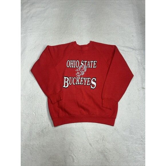 Vintage 80s Ohio State Buckeyes Red Crewneck Sweatshirt Size Large - Picture 1 of 8